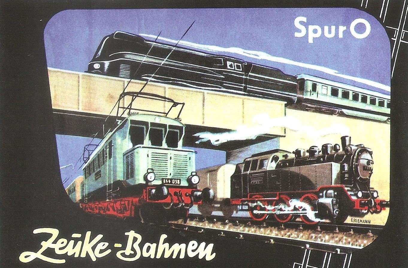 Реклама железной дороги типоразмера 0 производства фирмы Zeuke